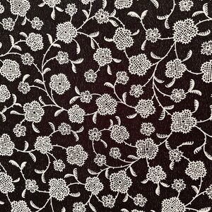Folio Inc Black Cream Lace Flower Print Stretch Apparel Fabric 146” x 43”